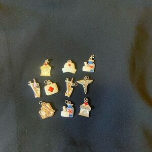Nurse Medical Charms 10 Gold Blue Red